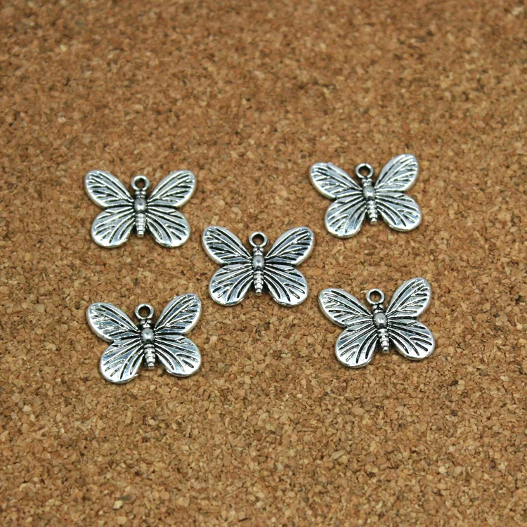 

New Fashion 10pcs/lot Antique Silver Plated 14*17mm Butterfly Charms Pendant Fit DIY Jewelry Findings