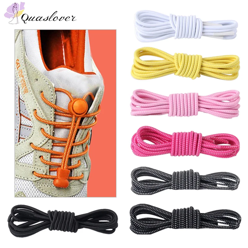 

Quaslover Stretching Lock Lace A Pair of Locking Shoe Laces Elastic Sneaker Shoelaces Shoestrings Running/Jogging/Triathlon
