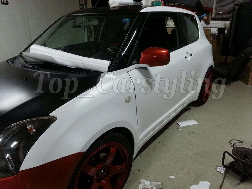 Matte whtie vinyl car wrapping film 3m satin white car wrap Film Foile (2)