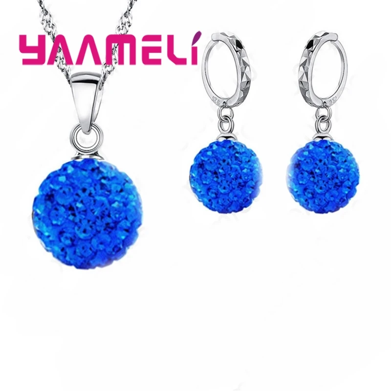 

YAAMELI Jewelry High Quality Factory Price Fashion Wholesale Austrial Crystal Colorful 925 Sterling Silver Necklace&Earring Sets