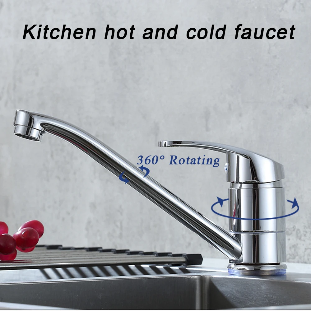 Классический Стильный кухонный кран, латунный кран с одной ручкой для холодной и горячей воды, кран с вращением на 360 градусов