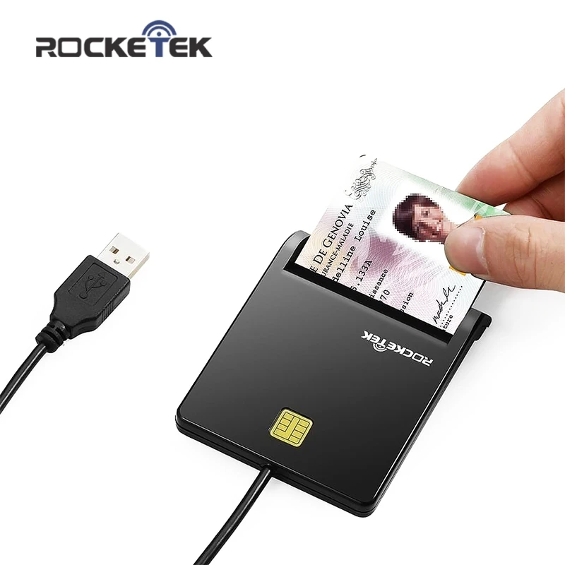 Rocketek USB 2.0 Smart Card Reader CAC ID,Bank card,sim card cloner connector cardreader adapter pc computer laptop accessories