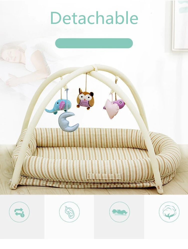 Baby Portable Trampoline Bed Newborn Cradle with Toy Game Detachable Ruffle Bassinet Travel Free Deliver | Мать и ребенок