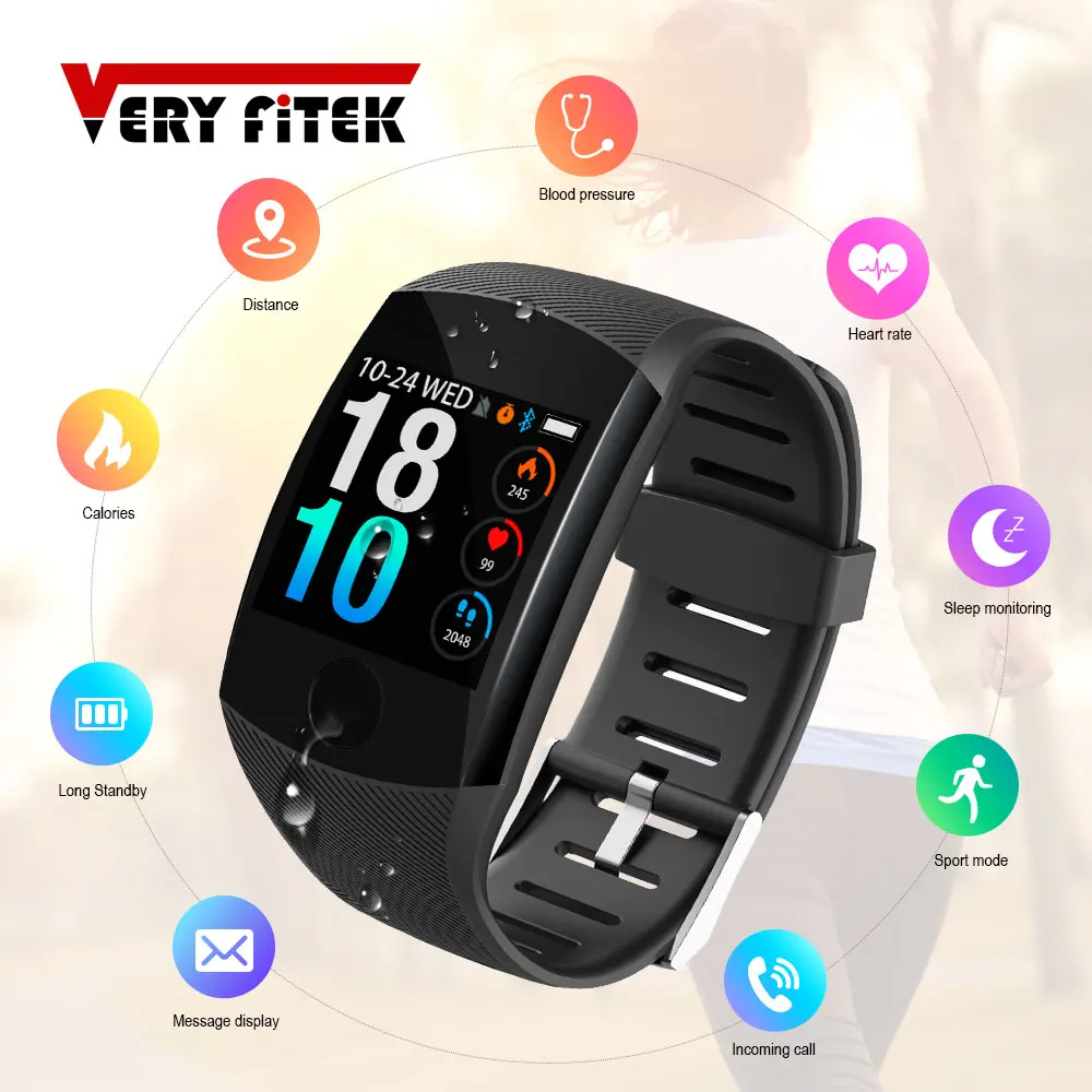  VERYFiTEK Q11 Super Long Standby Smart Watch Blood Pressure Heart Rate Monitor Fitness Bracelet Wat - 33017558059