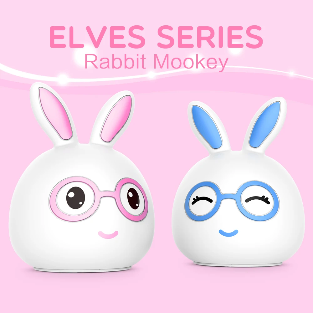 7 Colors LED Night Light Silicone Cute Cartoon Rabbit Rechargeable Decor Table Lamp Holiday Ambient Light for Girl Children Gift (26)
