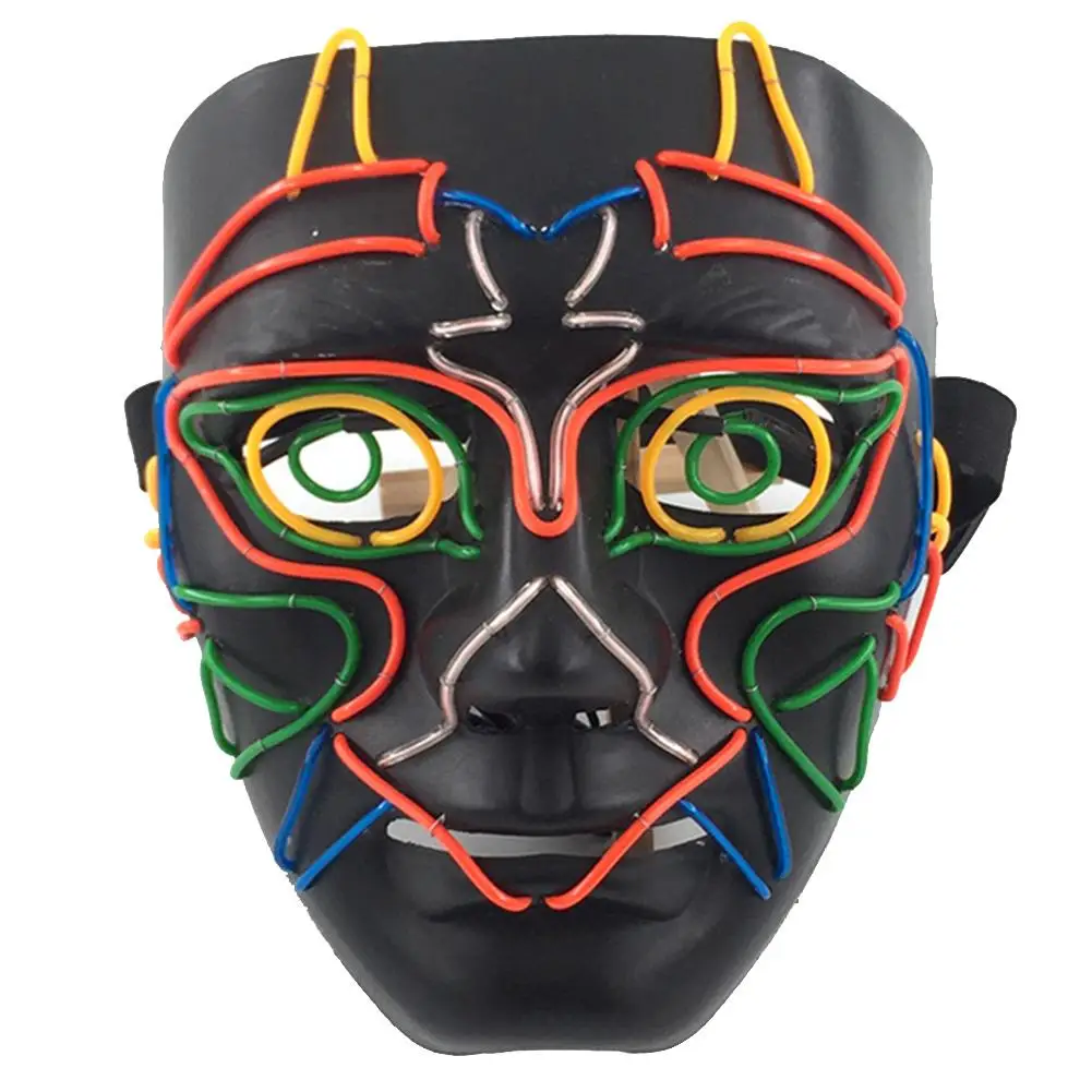 

10 Style Hot Sales EL Cold Light Mask LED Light Luminous Mask With 3V Steady On Inverter Halloween Horror Masquerade Mask