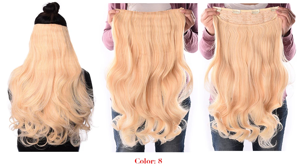 Silike 190 г волнистые Волосы на заколках синтетических выдвижениях волос блондинка 24 дюймов 17 Цвета доступны синтетические термостойкие Волокно 4 Зажимы/шт доступны синтетические волосы