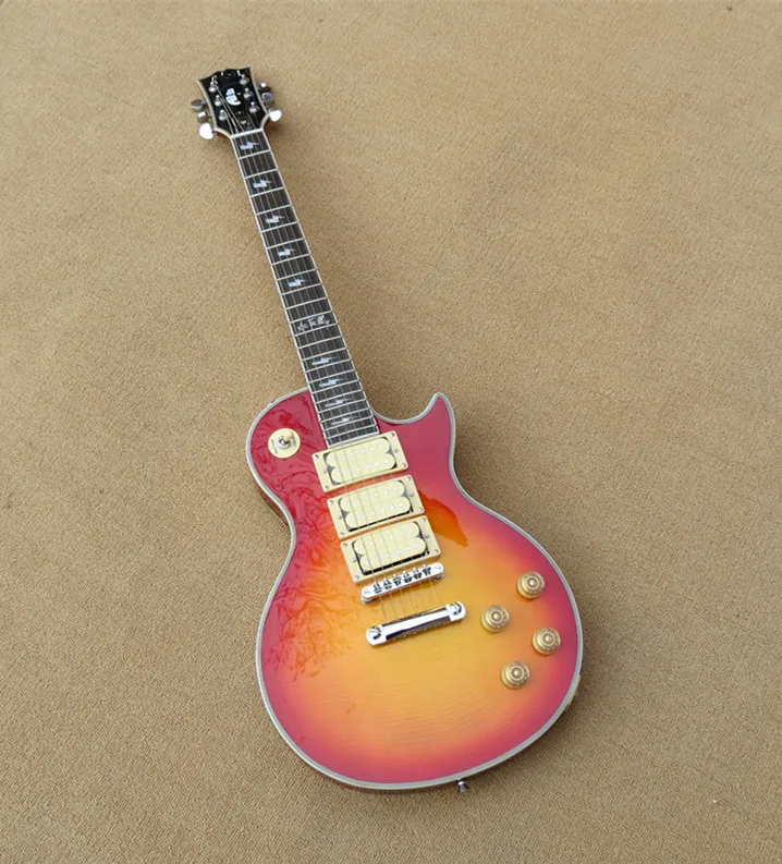 Cherry Sunburst Electric Guitar ACE FREHLEY 3 Pickups, One PC Neck