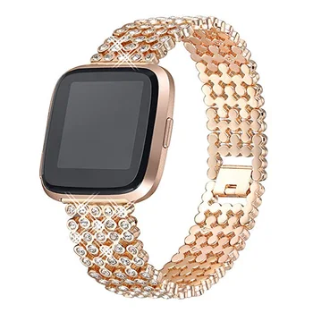 

ASHEI Strap For Fitbit Versa Bands Replacement Metal Bracelet Adjustable Bling for Fitbit Versa Accessories with Rhinestones