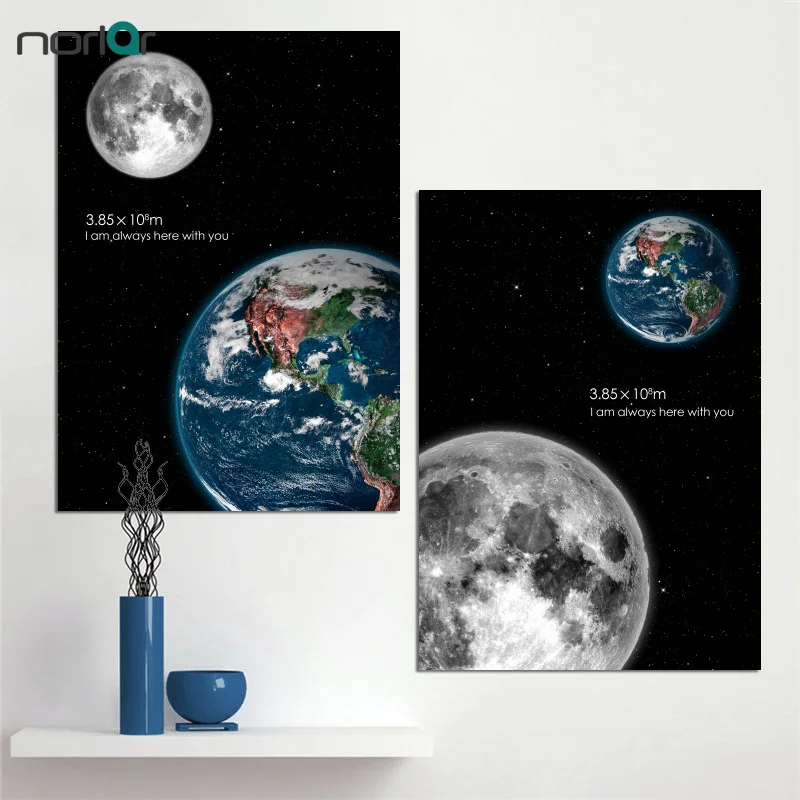 

HD Printed WALL ART Outer Space the Distance Between the Earth and the Moon Canvas Painting Posters Art Prints Home Decoration