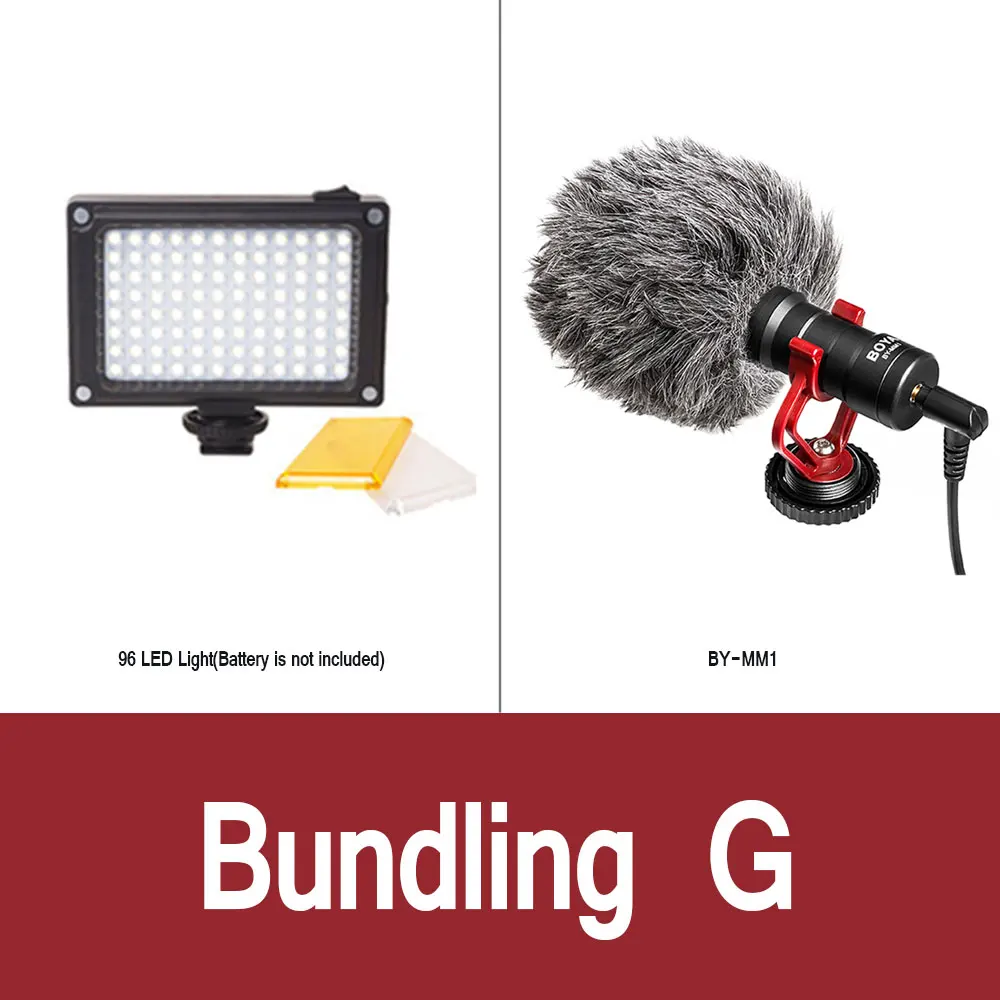 Bundle G BOYA BY-MM1 микрофон камера видео микрофон для интервью для гладкой Q/смартфон/Mac планшет/DSLR камера видеокамера iPhone 6 - Цвет: Bundle G