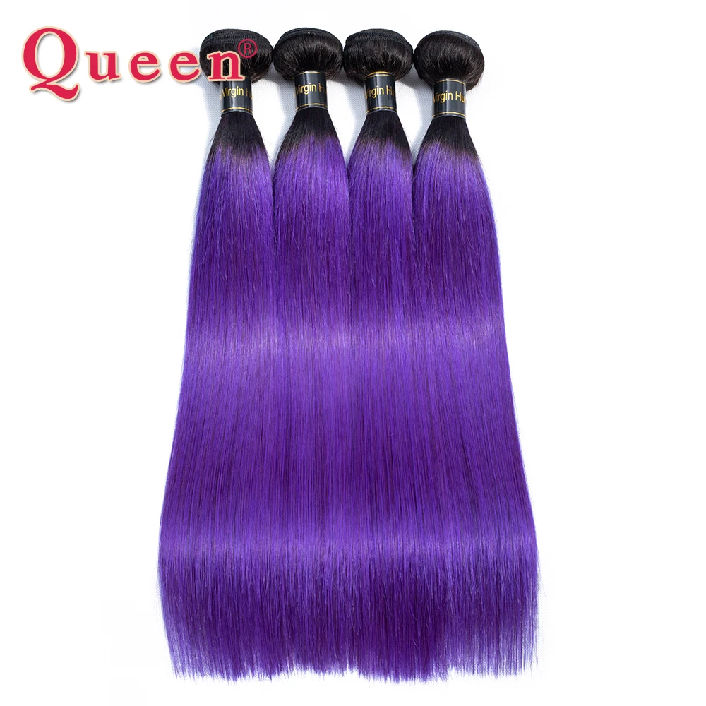 Queen hair товары бразильский пучки волос 1B/фиолетовый темные корни 2 Tone Ombre Прямо
