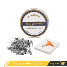50 шт./лот Clapton катушки Alien провода катушки вейпер DIY электронная Сигарета RDA распылитель нагревательная катушка Kantal A1/SS316L