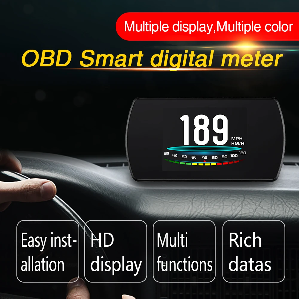 OBDSPACE P12 OBD2 Head Up дисплей бортовой цифровой компьютер Smart HUD Спидометр напряжение расход топлива сигнализация OBDII дисплей