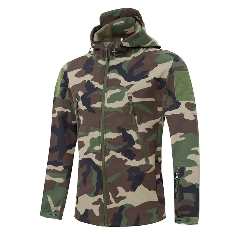 

2019 Spring Soft Shell Military Camouflage Jackets Men Hooded Waterproof Tactical Fleece Jacket Winter Warm Army Outerwear Coat