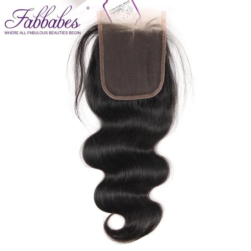 Fabbabes волос Бразильский объемная волна Закрытие 4*4 бесплатно и средняя часть 120%