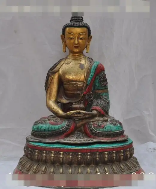 

S01216 16"Chinese buddhism bronze gilt sakyamuni Shakyamuni Medicine Buddha statue