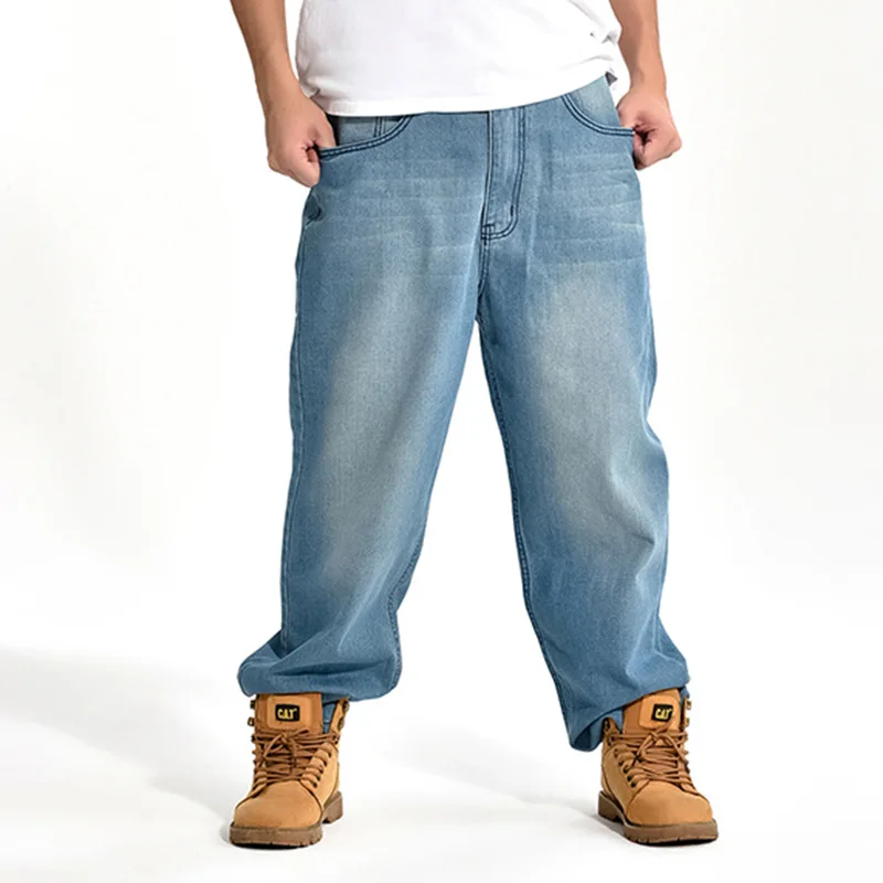 Men Blue Baggy Jeans Hip Hop Designer Brand Skateboard Pants Loose Style Plus Size 3046 Hiphop