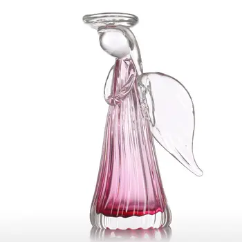 

Tooarts Angel Candleholder Gift Glass Ornament Handblown Home Decor Office Desktop Decoration Craft Model Figurine Decorative