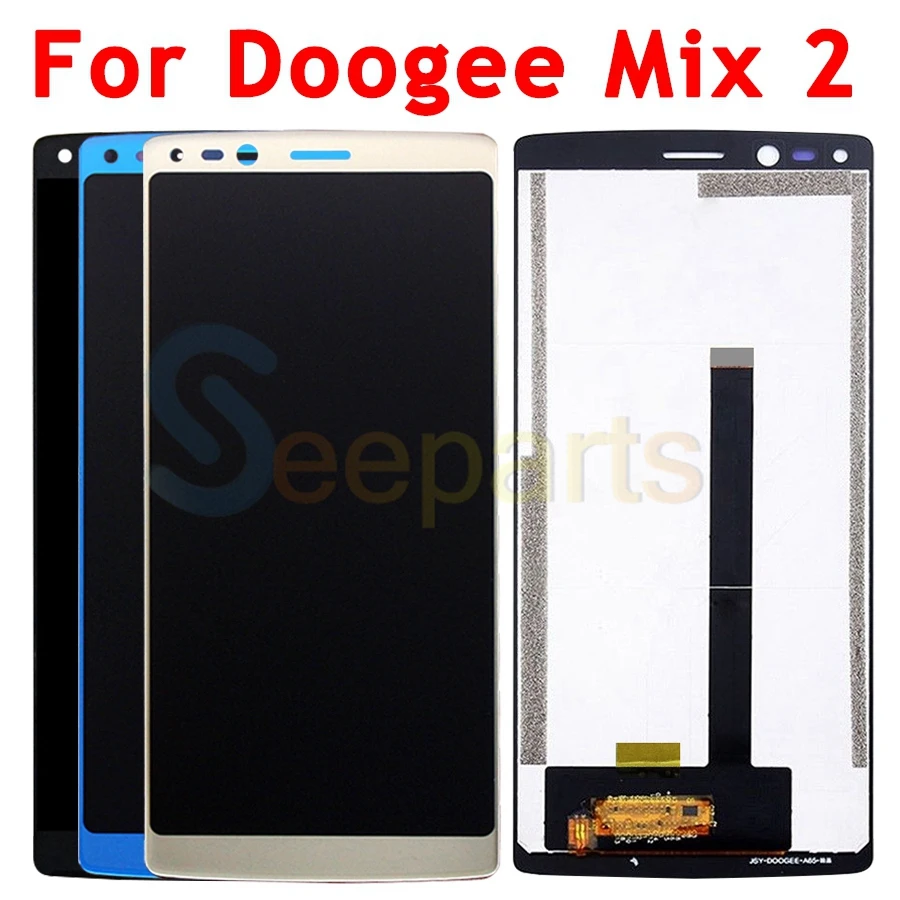 Для 5," Doogee mix lcd дисплей кодирующий преобразователь сенсорного экрана в сборе Mix 2 для 5,99" Doogee Mix2 lcd черный/синий запасные части