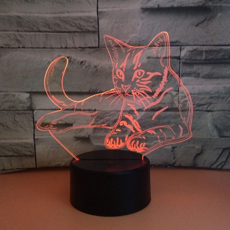 YIMIA новинка подарок USB 7 цветов меняющая Мягкая игрушка "Спящий котенок" светодиодный ночник 3D настольная Сенсорная лампа детский ночник