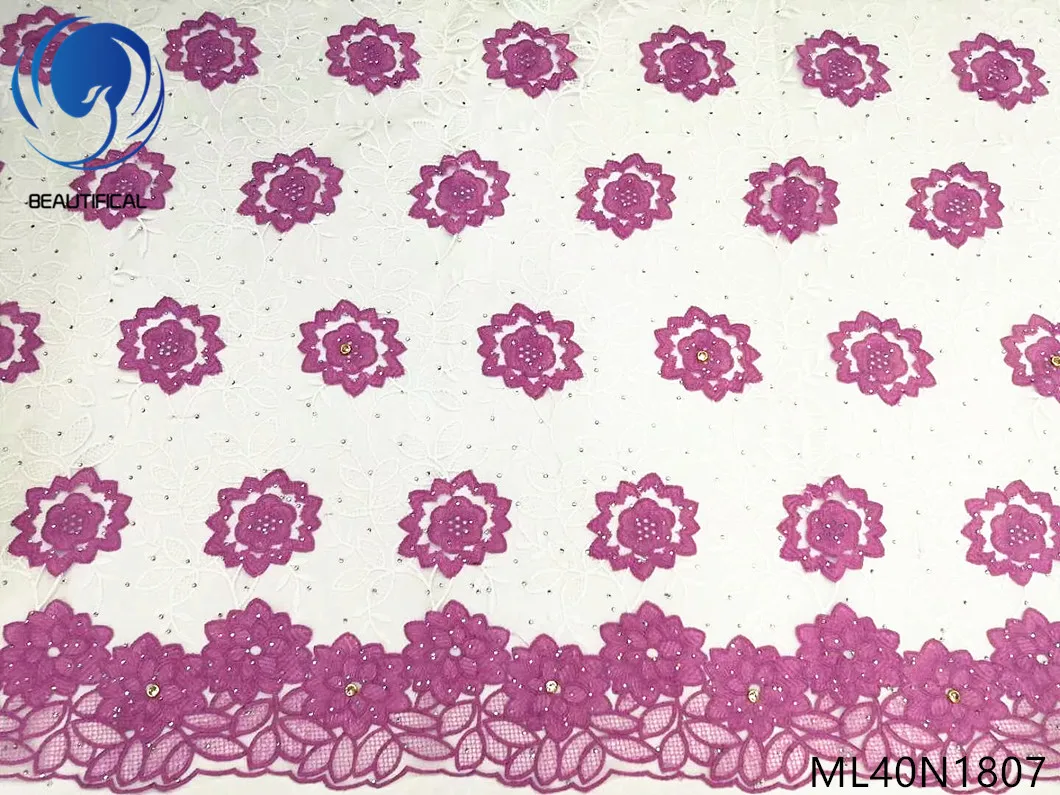 

BEAUTIFICAL French Rhinestones African Lace Tulle Fabric Embroidery Lace 2019 Free Shipping ML40N18