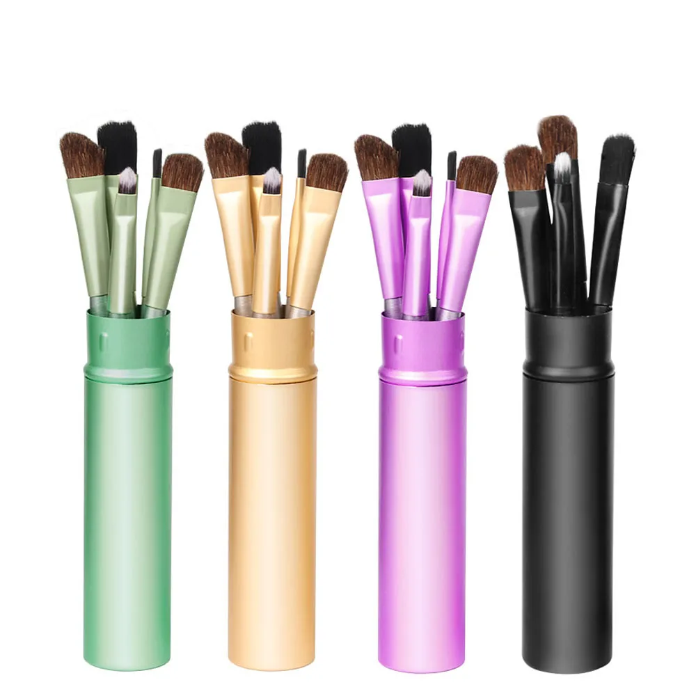 

5Pc/Set Fashion Round Tube Women Soft Cosmetics Eyeshadow Face Eyebrow Eyeliner Brushes Holder Makeup Tools