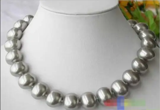 

Hot sale new Style >>>>> p1493 HUGE 17" 20MM GRAY RICE SOUTH SEA SHELL PEARL NECKLACE