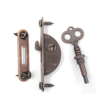 

Classic Vintage Furniture Cabinet Cupboard Lock Locks Red Bronze Hook Lock with Brass Vintage Bronze Wooden Box Cabinet