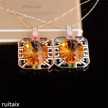 

KJJEAXCMY boutique jewels S925 Pure silver inlay natural gourd retro crystal yellow crystal female style pendant + necklace inl
