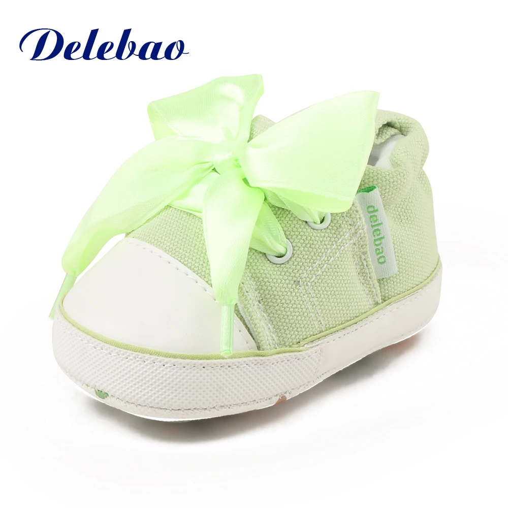 Delebao Lace Lace-up Baby Shoes Autumn/Spring Cotton Soft Sole Toddler Shoes For 0-18 Months Newborn First Walkers 