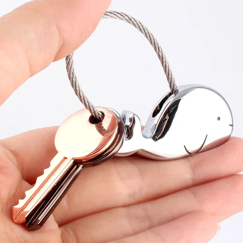 Milesi moda lindo beso ballena un par llavero para el amante mujeres titular Alambres cuerda regalo llavero colgante chaveiro llaveros