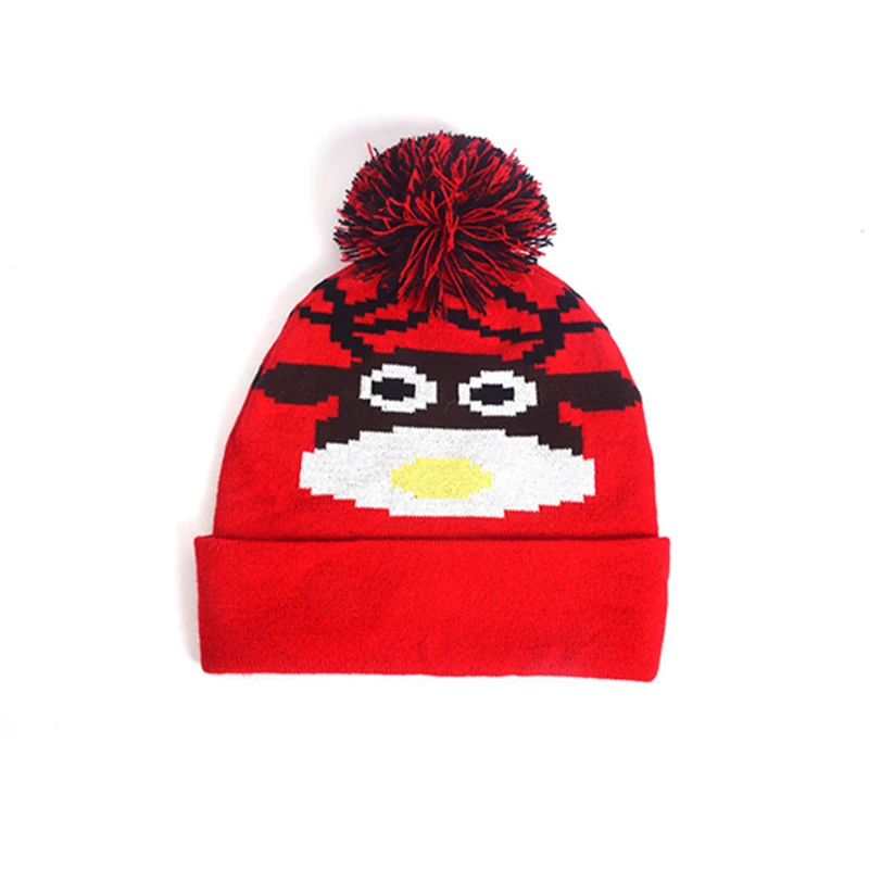 Beanie Women Men Kids Winter Knit Hat Deer Autumn Warm Animal Pompon Dobby Brim Skiing Accessory Outdoor (5)