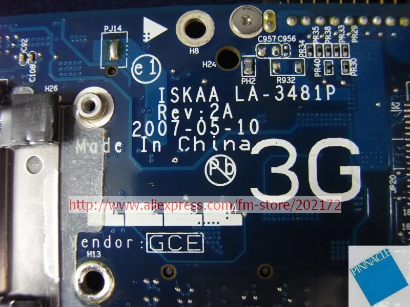 Toshiba Satellite Pro A200 Working Laptop Motherboard Intel K000055770 LA-3481P