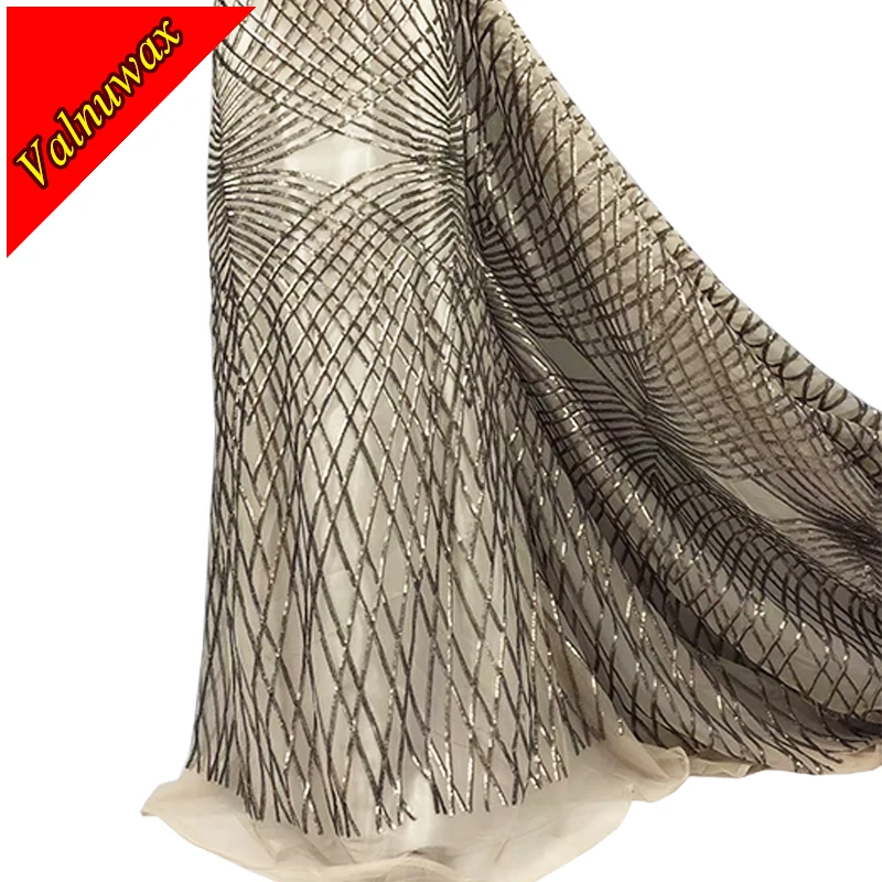 

French net Lace fabric with sequins ,high quality African lace fabric with sequins for wedding decoration sewing women dress YJ