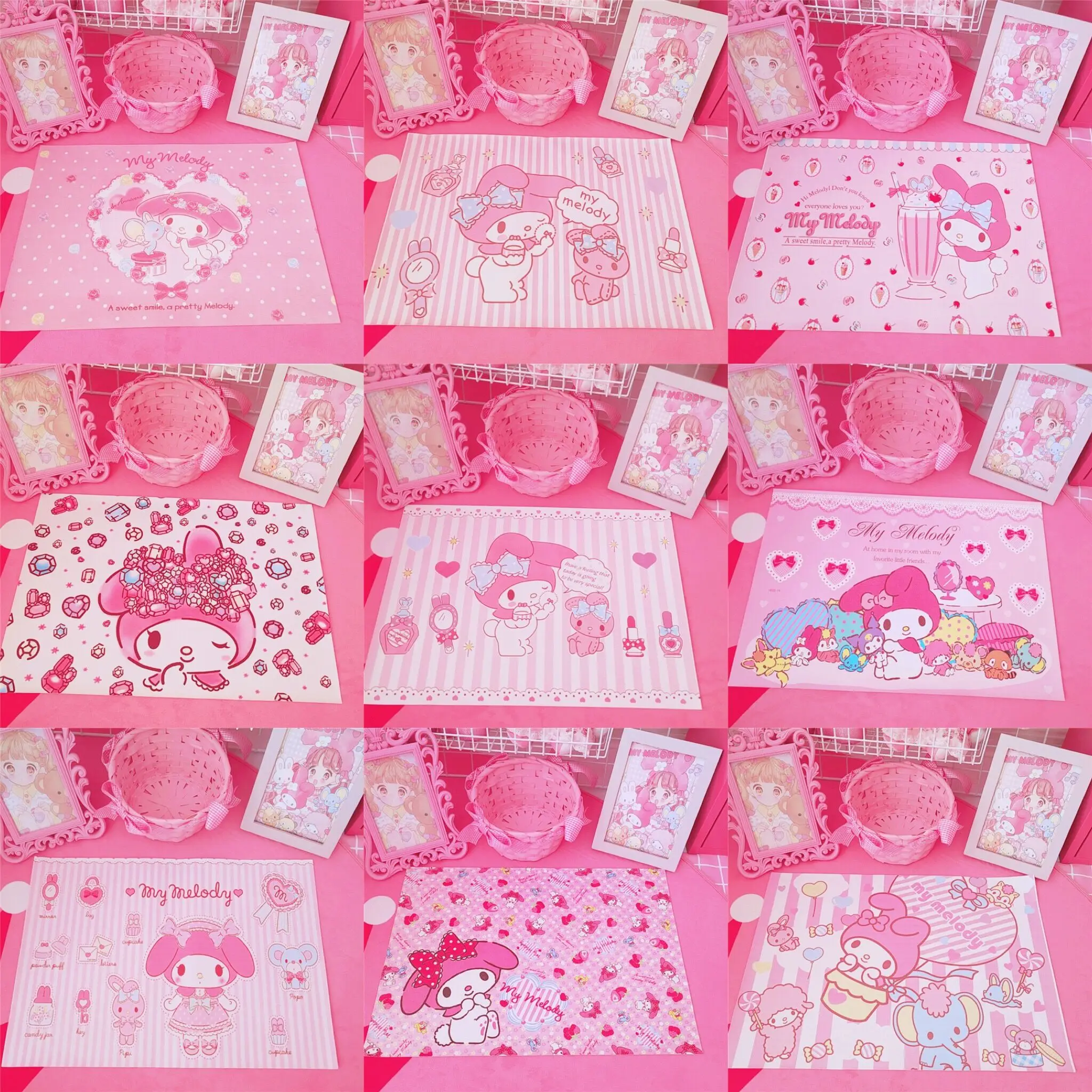 

IVYYE Pink My Melody Series Fashion Portable Table Mats Pads Storage PVC Cartoon placemat Food Lunch Home Women Girls NEW