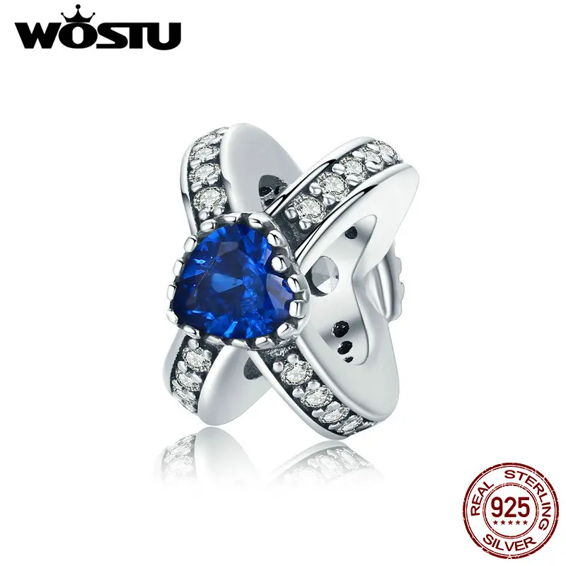 

WOSTU 100% 925 Sterling Silver Love Forever Dazzling AAA CZ Crystal Charm Beads fit Original Women Bracelet DIY Jewelry DXC518