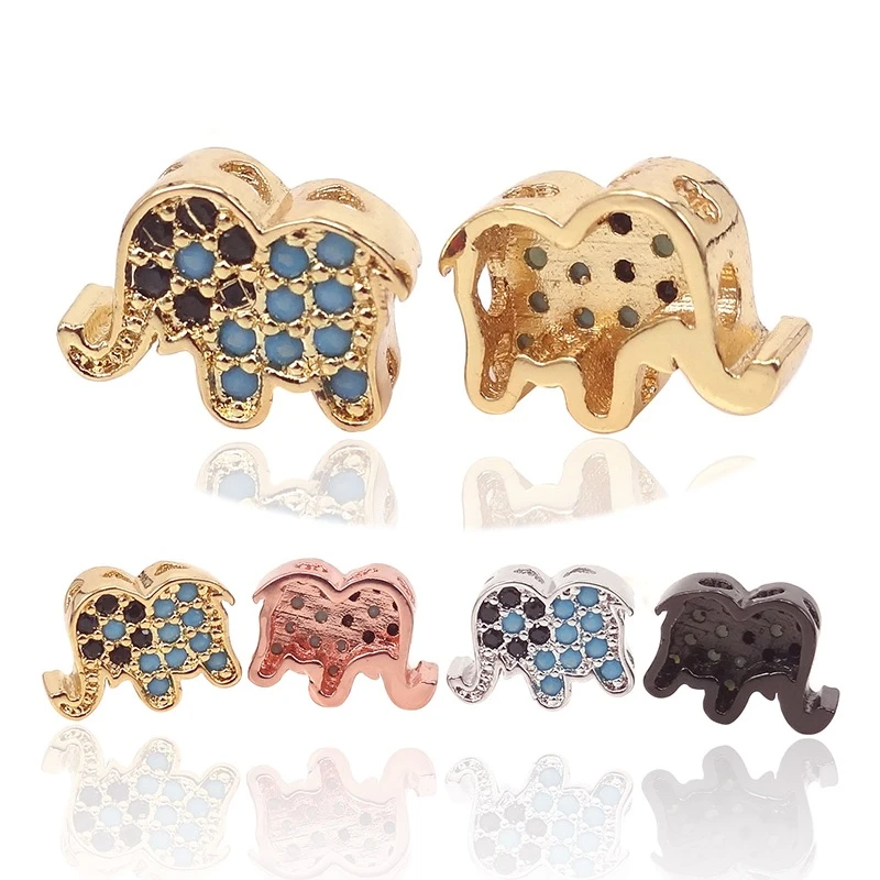 Elephant Crystal European Gold Pendant CZ Charm Beads Fit Necklace Bracelet NEW