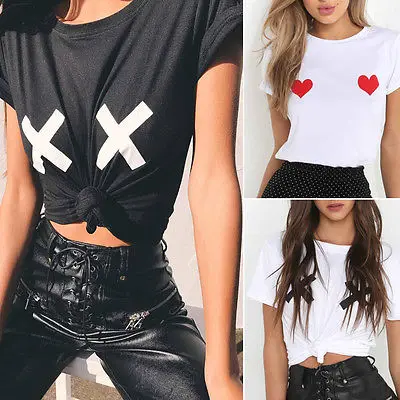 

Fashion Women Summer Casual Cotton Costume Ladies White Black Short Sleeve Shirt T-shirt Top