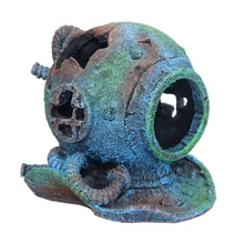 Aquarium Decoration Stone Islande Marine Helmet Fish Tank Ornament Resin Stone Is Land Decorative Rocks Backgrounds Dccessories