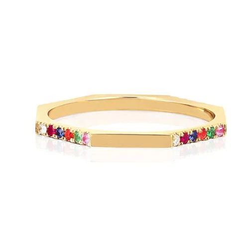 

1pcs New design geometry square ring simple girlfriend lovely gift Gold color white rainbow cz women girl trendy ring jewelry