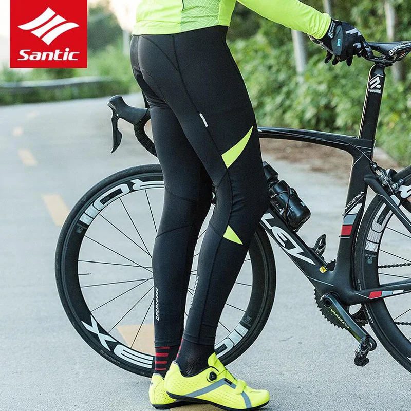 

Santic Men Bike MTB Cycling Long Italy Improted Padded Cushion Pants Winter Breathable Reflective Pants Keep Warm Cycling Pants