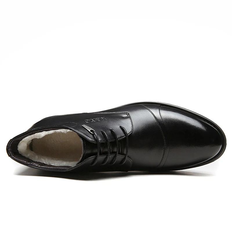 Skup REETENE męskie buty sukienka biznes klasyczne skórzane buty zimowe ciepłe z aksamitne męskie skórzane buty moda męska buty ślubne