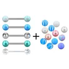 Тело панк 5 шт./компл. 14 г пирсинг-штанга акриловый шар из нержавеющей стали приндлежности для пирсинга языка пластиковые гибкие для женщин