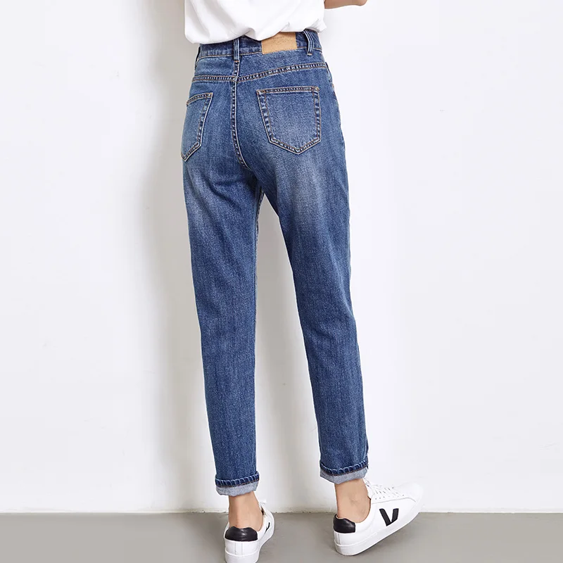 Женские джинсы LEIJIJEANS свободные прямые с эффектом отбеливания со средней талией