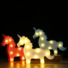 3D LED Night Light Cute Unicorn Shape Novelty Animal LED Wall Lamps AA Battery For Children kids Gift Home Wedding Decorations litake cute unicorn head led night light animal marquee lamps on wall for children party kids gifts bedroom decor