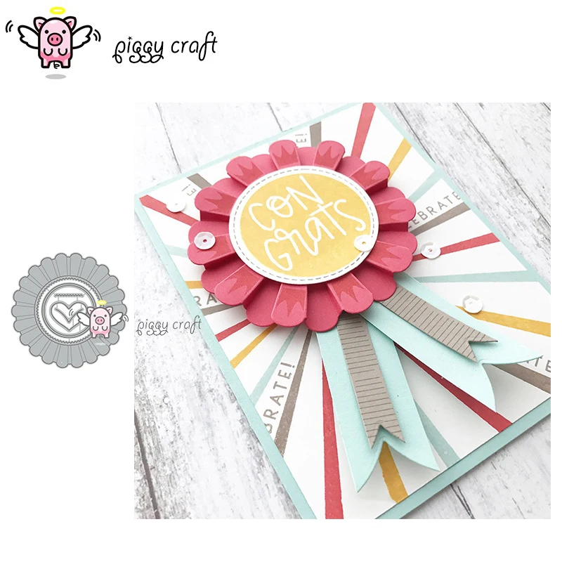 

Piggy Craft metal cutting dies cut die mold Flower love medal Scrapbook paper craft knife mould blade punch stencils dies