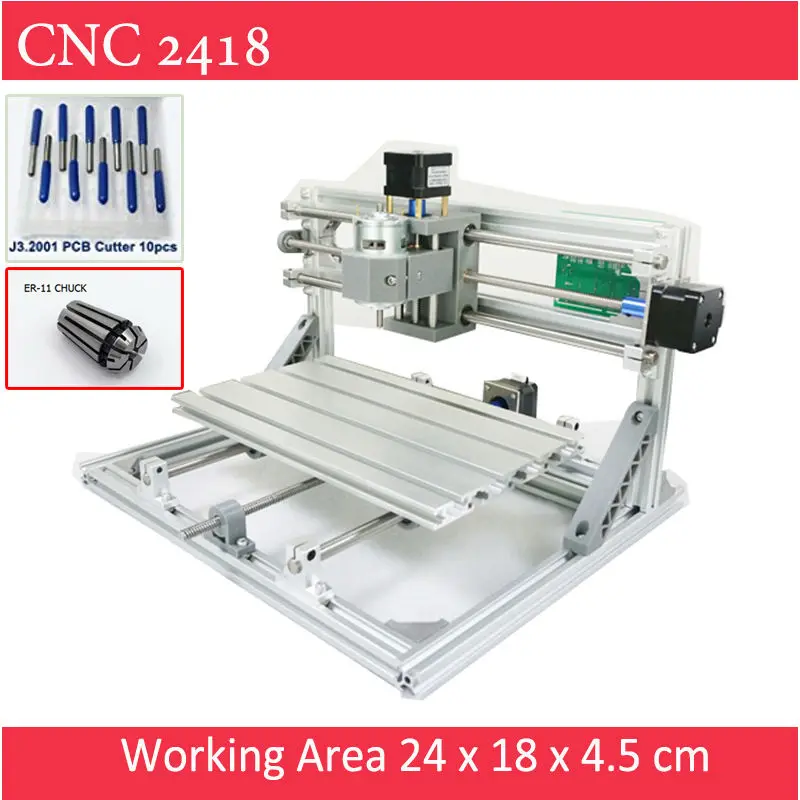 Mini CNC 2418 Standard CNC Engravier ER11 Chuck With 500mw 2500mw 5500 Mw Laser Pcb Milling