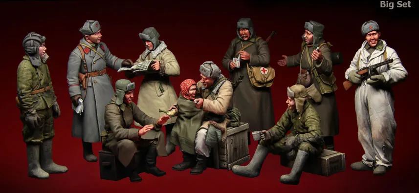 

[tuskmodel] 1 35 scale resin model figures kit soviet BIG SET 10 figures t3050