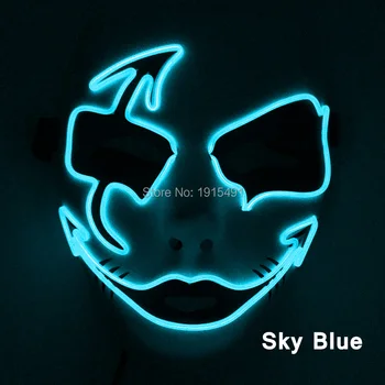 

High Grade Luminous Neon Led Bulbs Stage Lamp EL Wire Cable Rope Arrow Mask Cartoon Shape Glowing Led Light Up Cute Mask